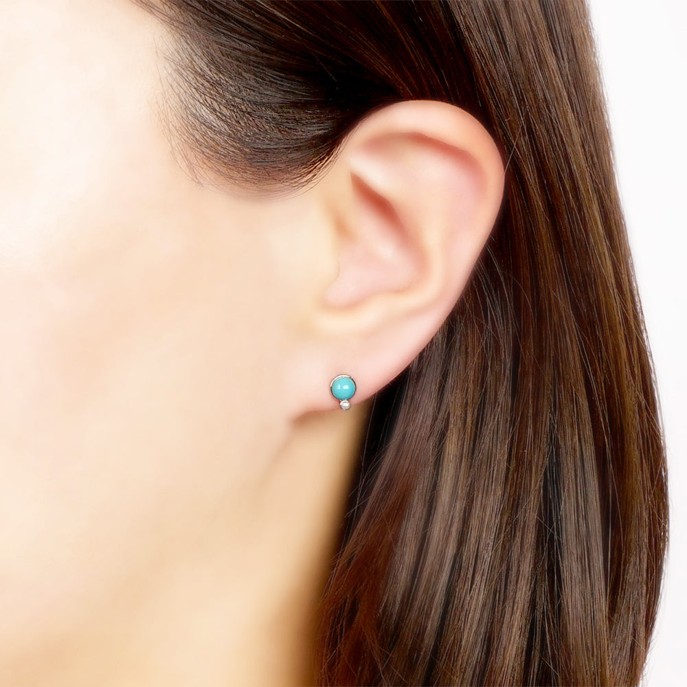 ターコイズ プチパール セラミックポストピアス パール シリコンキャッチ 小ぶり シンプル 金属アレルギー対応 日本製 itam