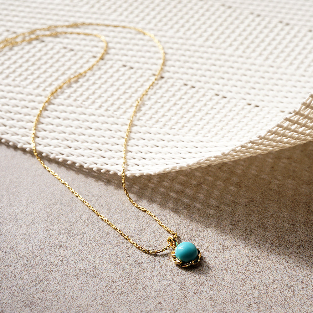 ターコイズ プチパール ネックレス 涼しげ シンプル 金属アレルギー対応 日本製 itam