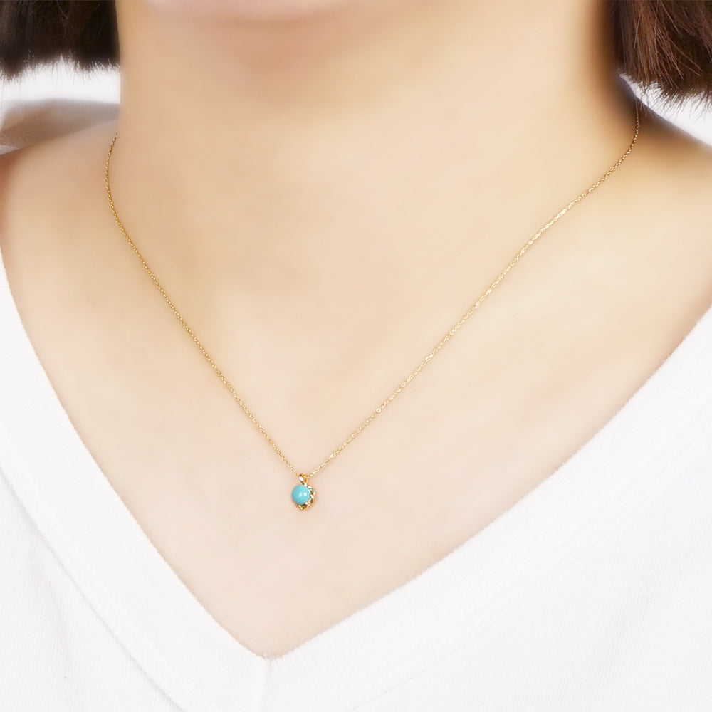 ターコイズ プチパール ネックレス 涼しげ シンプル 金属アレルギー対応 日本製 itam