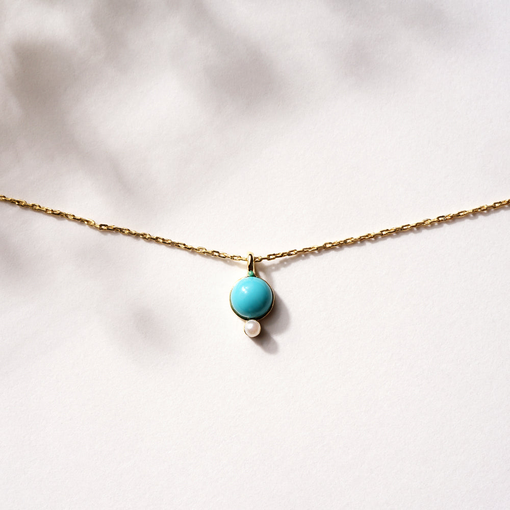 ターコイズ プチパール ネックレス 涼しげ シンプル パール 金属アレルギー対応 日本製 itam