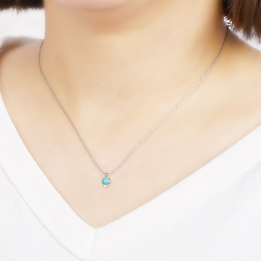 ターコイズ プチパール ネックレス 涼しげ シンプル パール 金属アレルギー対応 日本製 itam