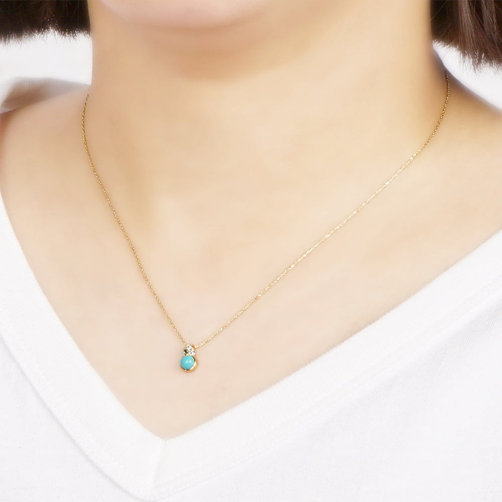 ターコイズ ホワイトムーンストーン ミニカラーストーン ネックレス 涼しげ かわいい 小ぶり 金属アレルギー対応 日本製 itam