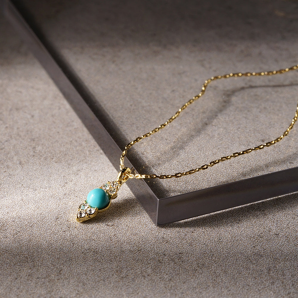 ターコイズ ストーン ネックレス 涼しげ 華やか 小ぶり 金属アレルギー対応 日本製 itam