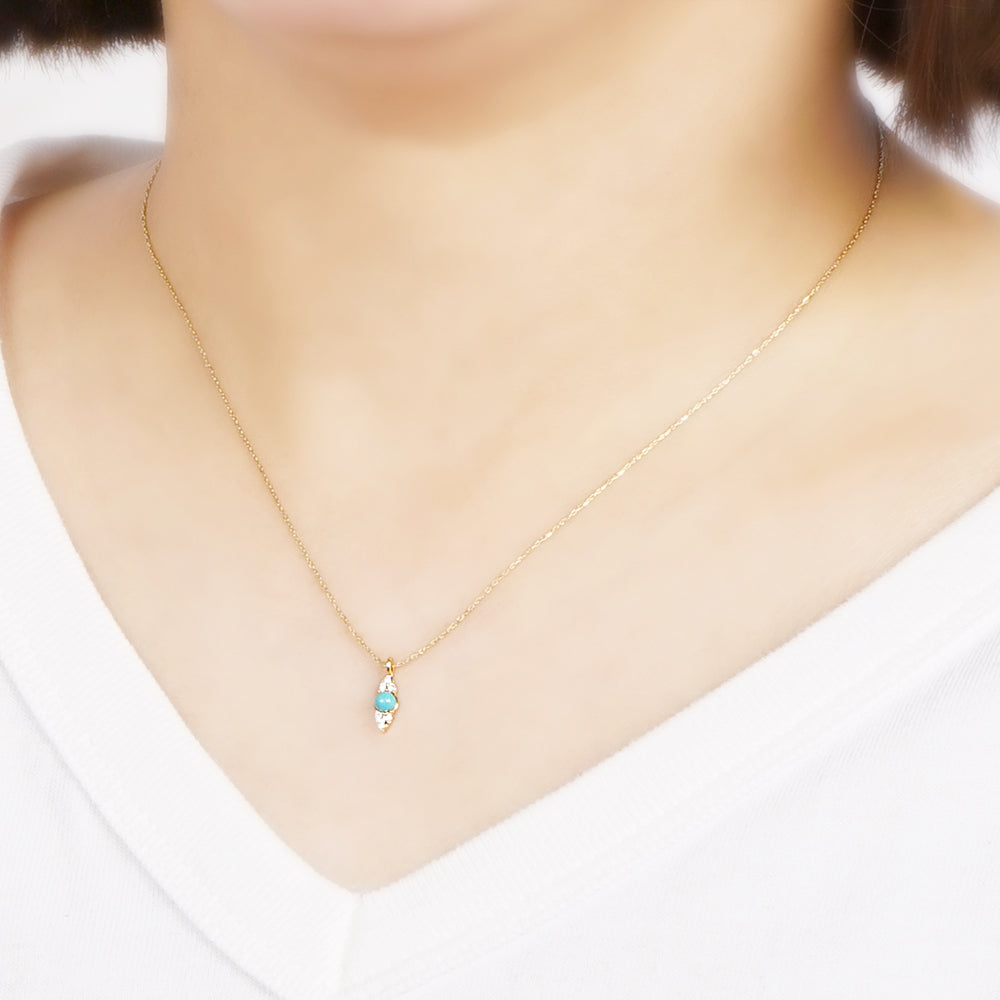 ターコイズ ストーン ネックレス 涼しげ 華やか 小ぶり 金属アレルギー対応 日本製 itam