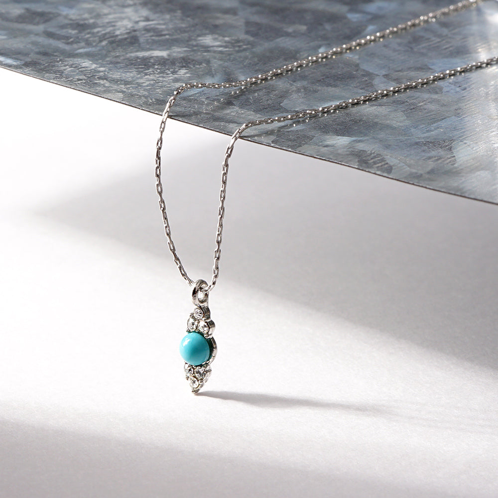 ターコイズ ストーン ネックレス 涼しげ 華やか 小ぶり 金属アレルギー対応 日本製 itam