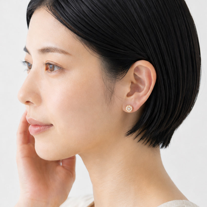 【 金属アレルギー対応 】パールビジュー セラミックポストピアス