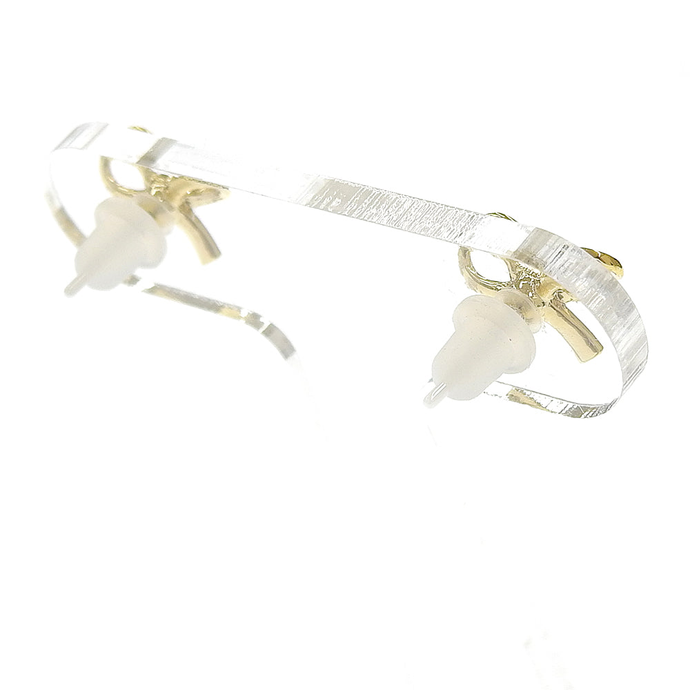 リボン ストーン セラミックポストピアス