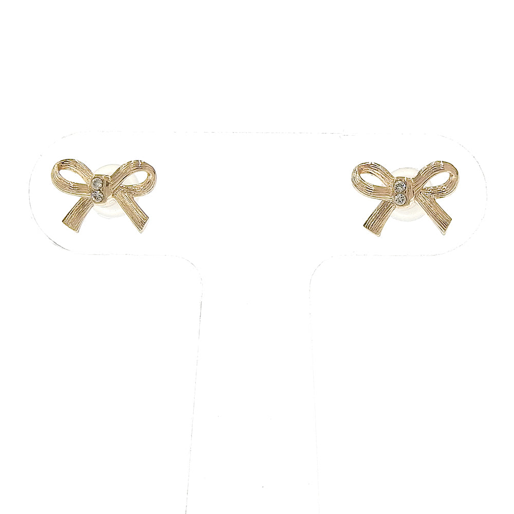 リボン ストーン セラミックポストピアス