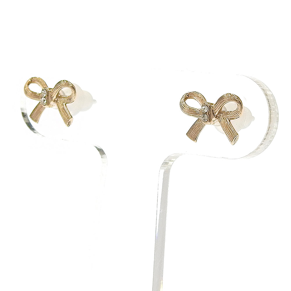 リボン ストーン セラミックポストピアス