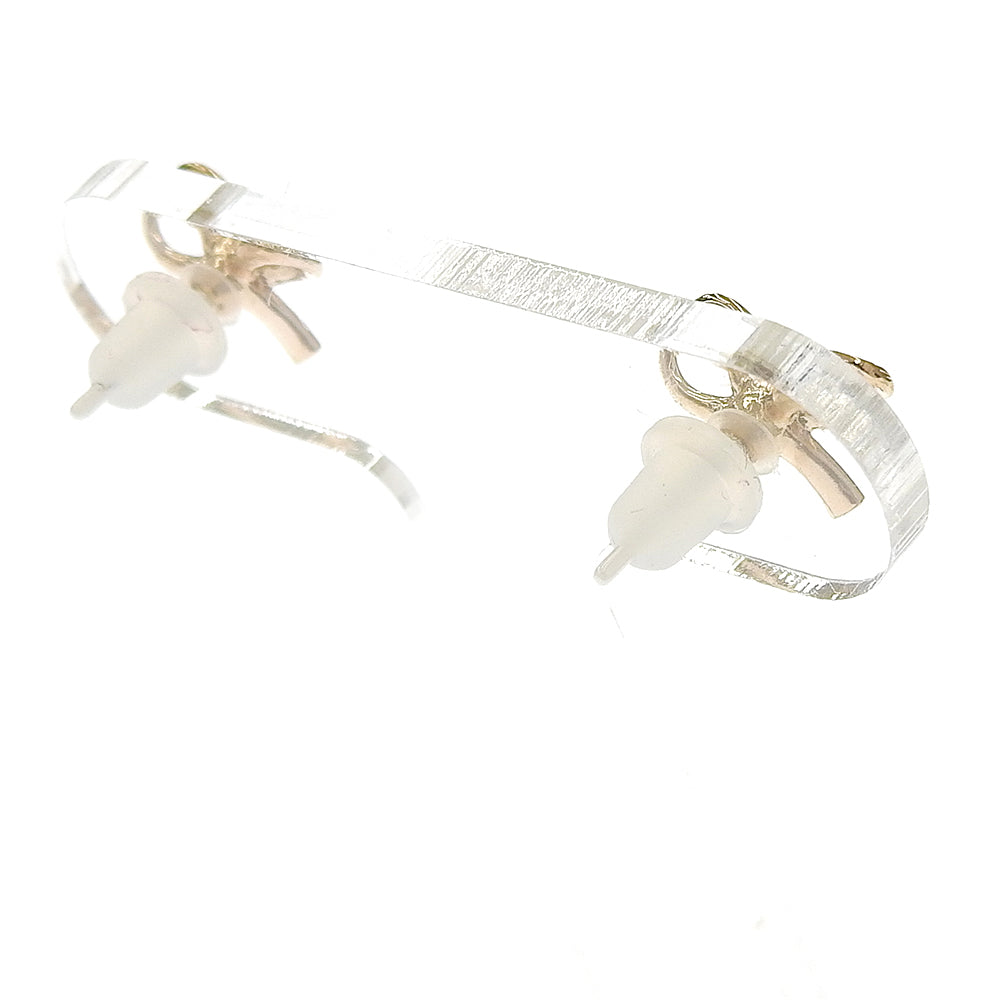 リボン ストーン セラミックポストピアス