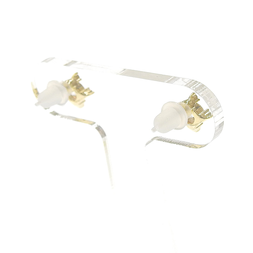 キュービックジルコニア×クリスタルガラス ラウンド セラミックポストピアス