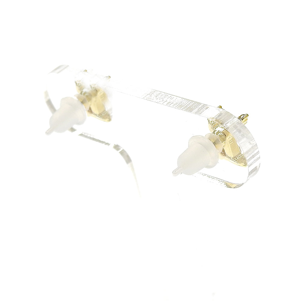 キュービックジルコニア×クリスタルガラス レクタングル セラミックポストピアス