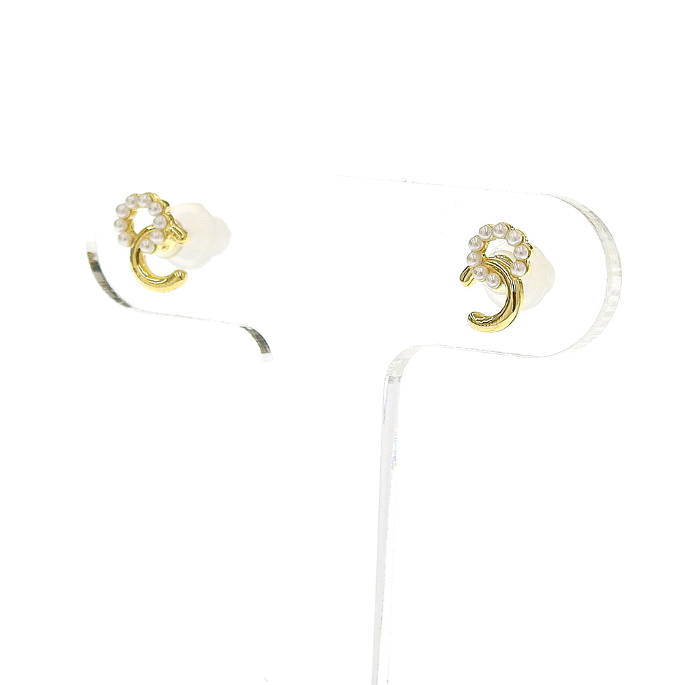 メタル×プチパール リング セラミックポストピアス