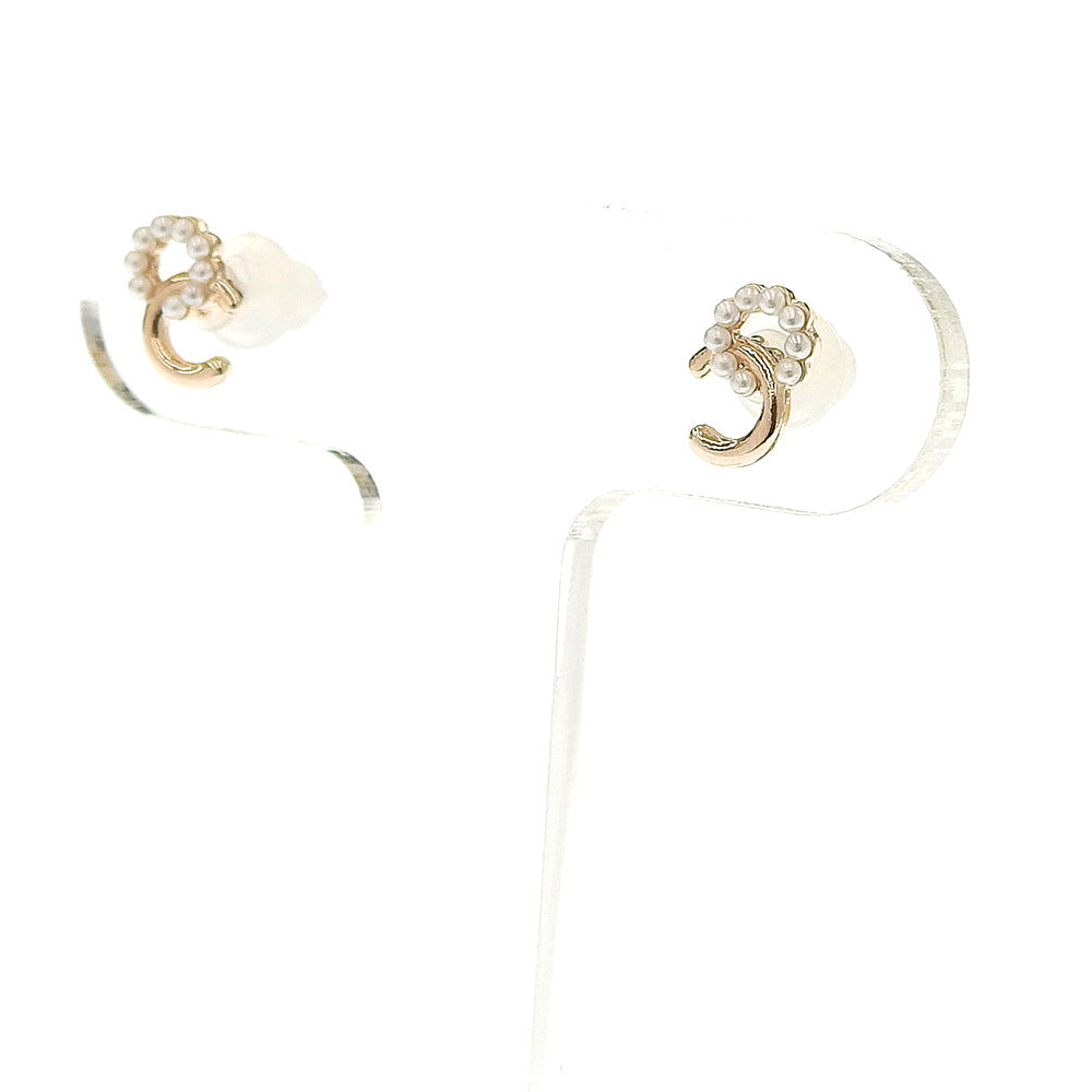 メタル×プチパール リング セラミックポストピアス