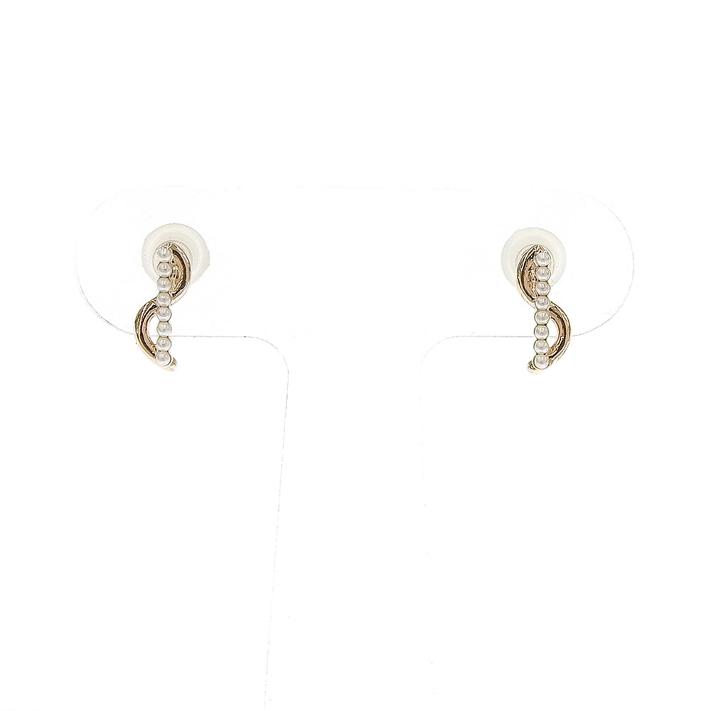 メタル×プチパール ウェーブ セラミックポストピアス