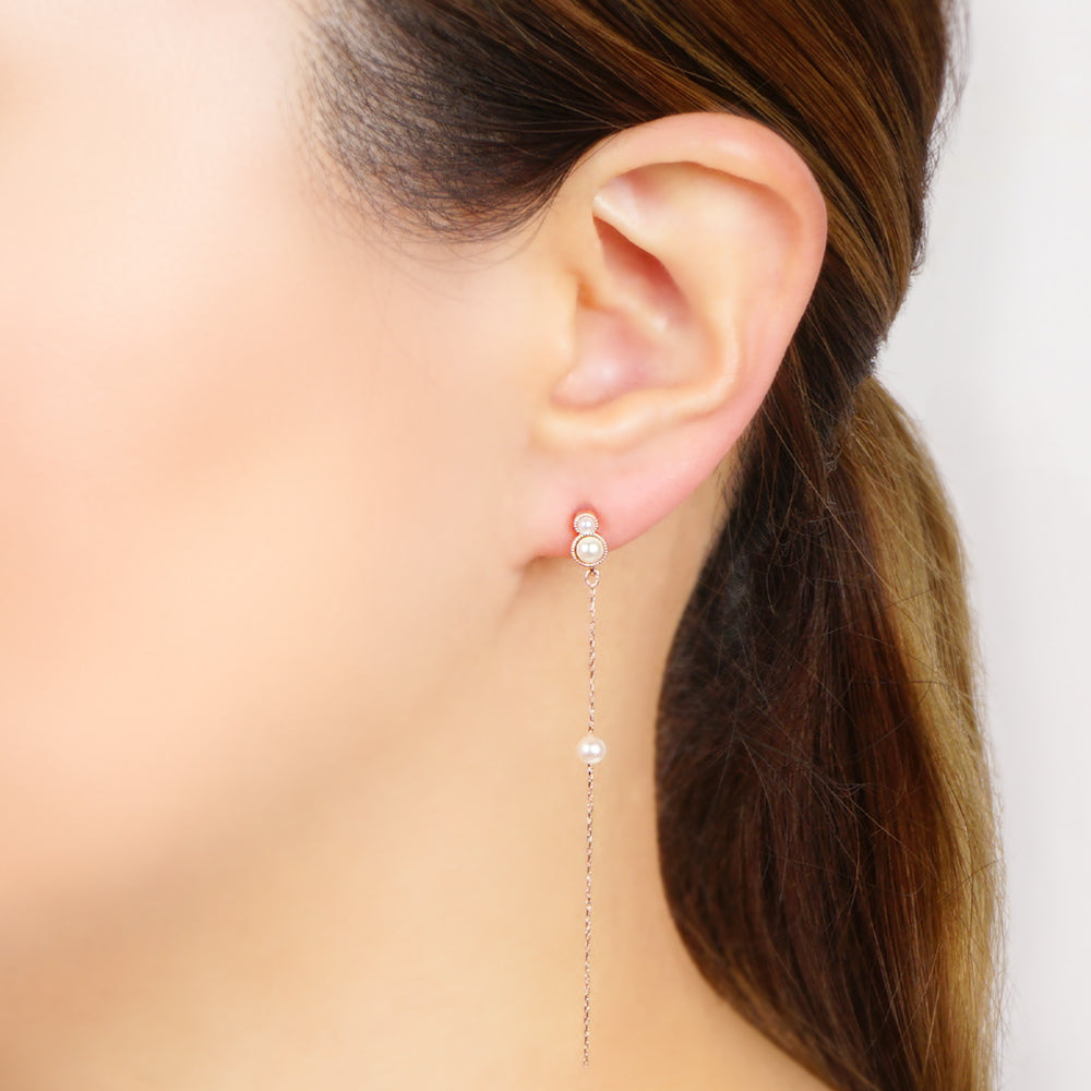 パール×メタル ロング セラミックポストピアス