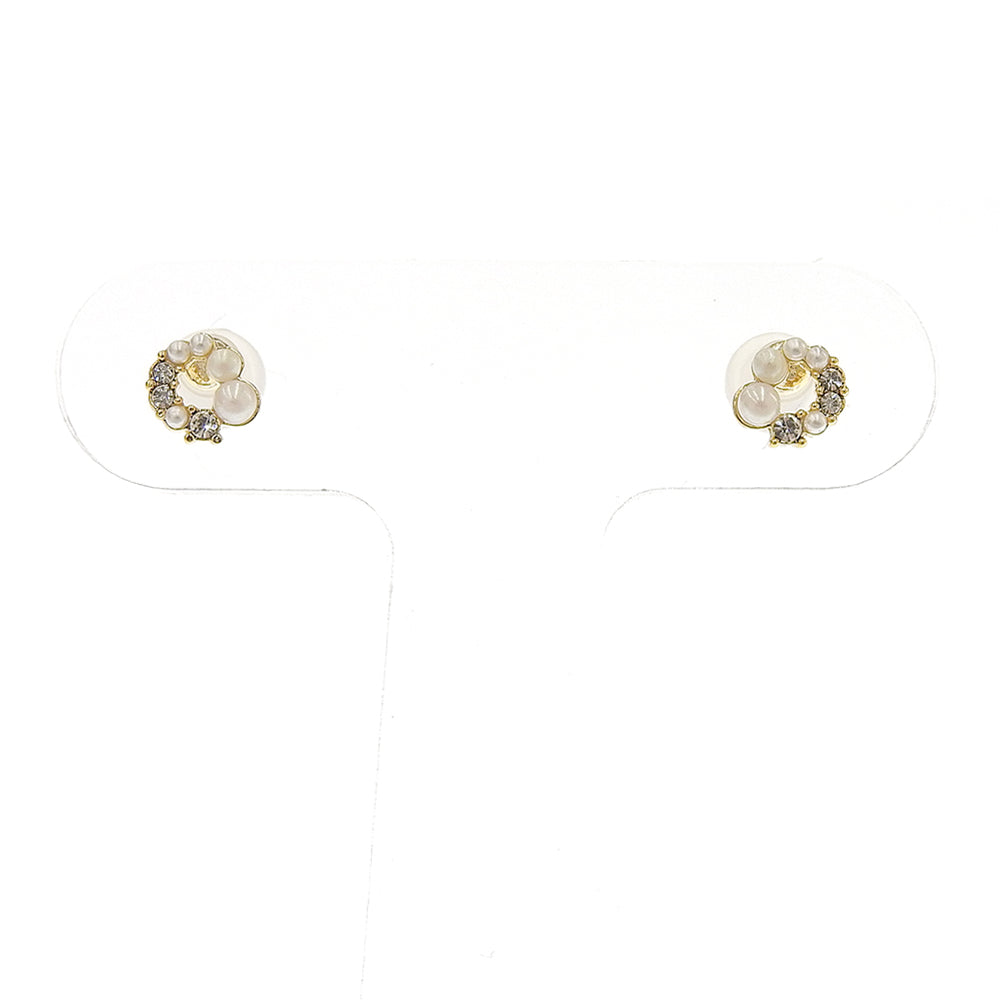 【NEW】プチパール×ビジュー サークル セラミックポストピアス