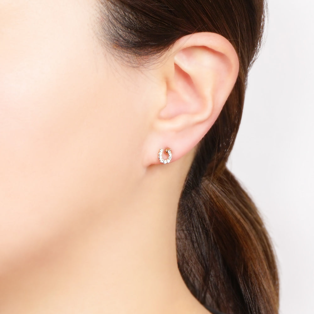 【NEW】【 金属アレルギー対応 】ビジュー ホースシュー ゴールド セラミックポストピアス