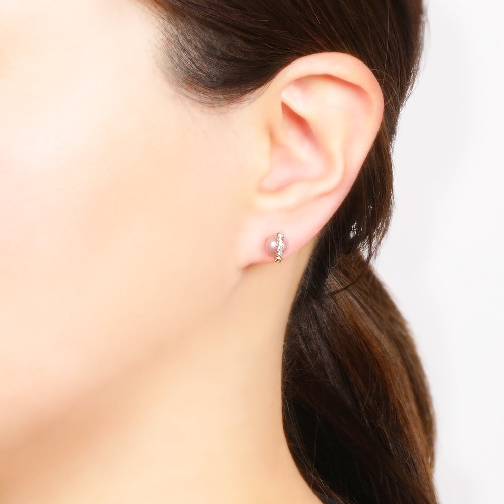 【NEW】【 金属アレルギー対応 】 ストーン×カラーパール セラミックポストピアス