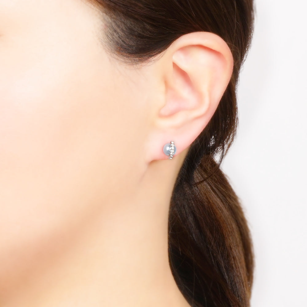 【NEW】【 金属アレルギー対応 】 ストーン×カラーパール セラミックポストピアス