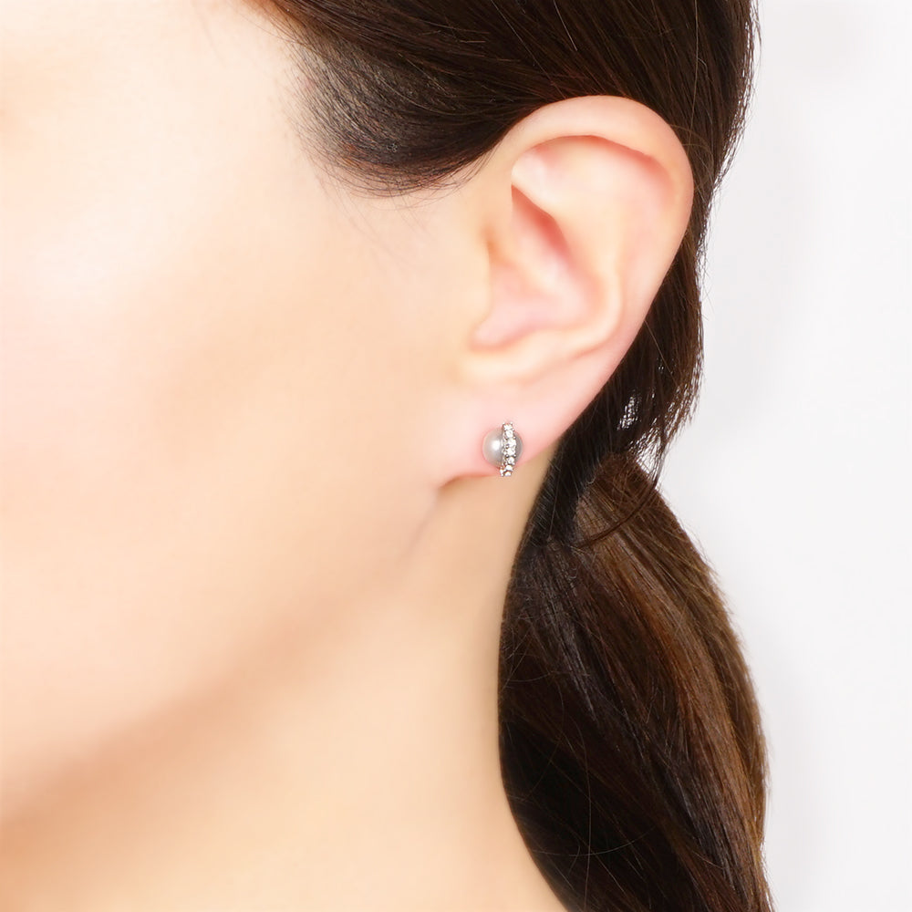 【NEW】【 金属アレルギー対応 】 ストーン×カラーパール セラミックポストピアス