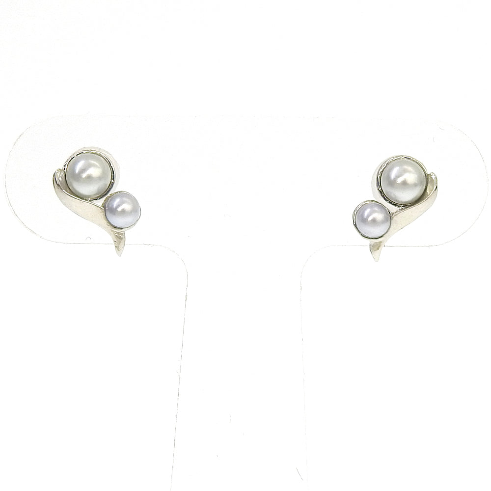 【NEW】【 金属アレルギー対応 】 2粒カラーパール セラミックポストピアス