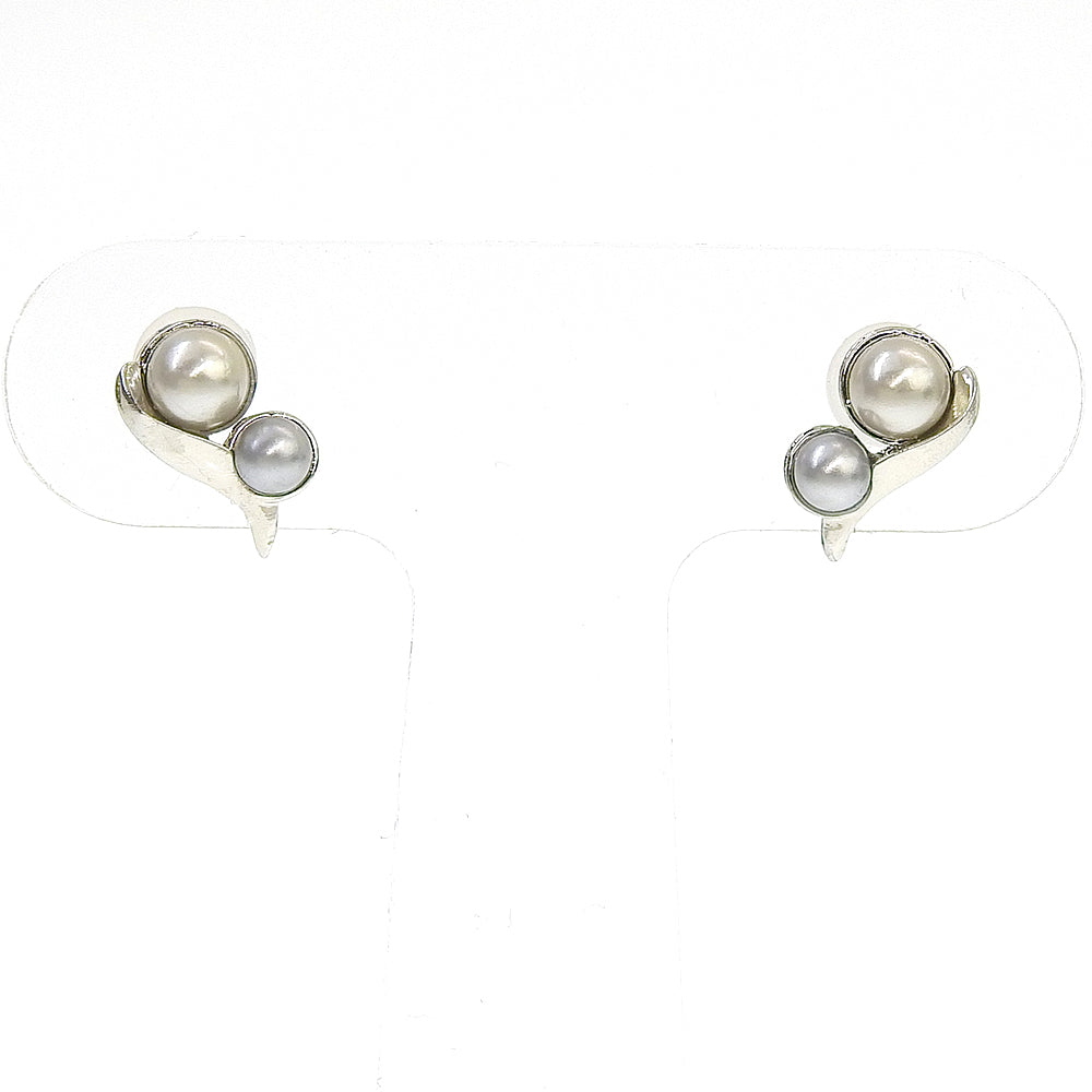 【NEW】【 金属アレルギー対応 】 2粒カラーパール セラミックポストピアス