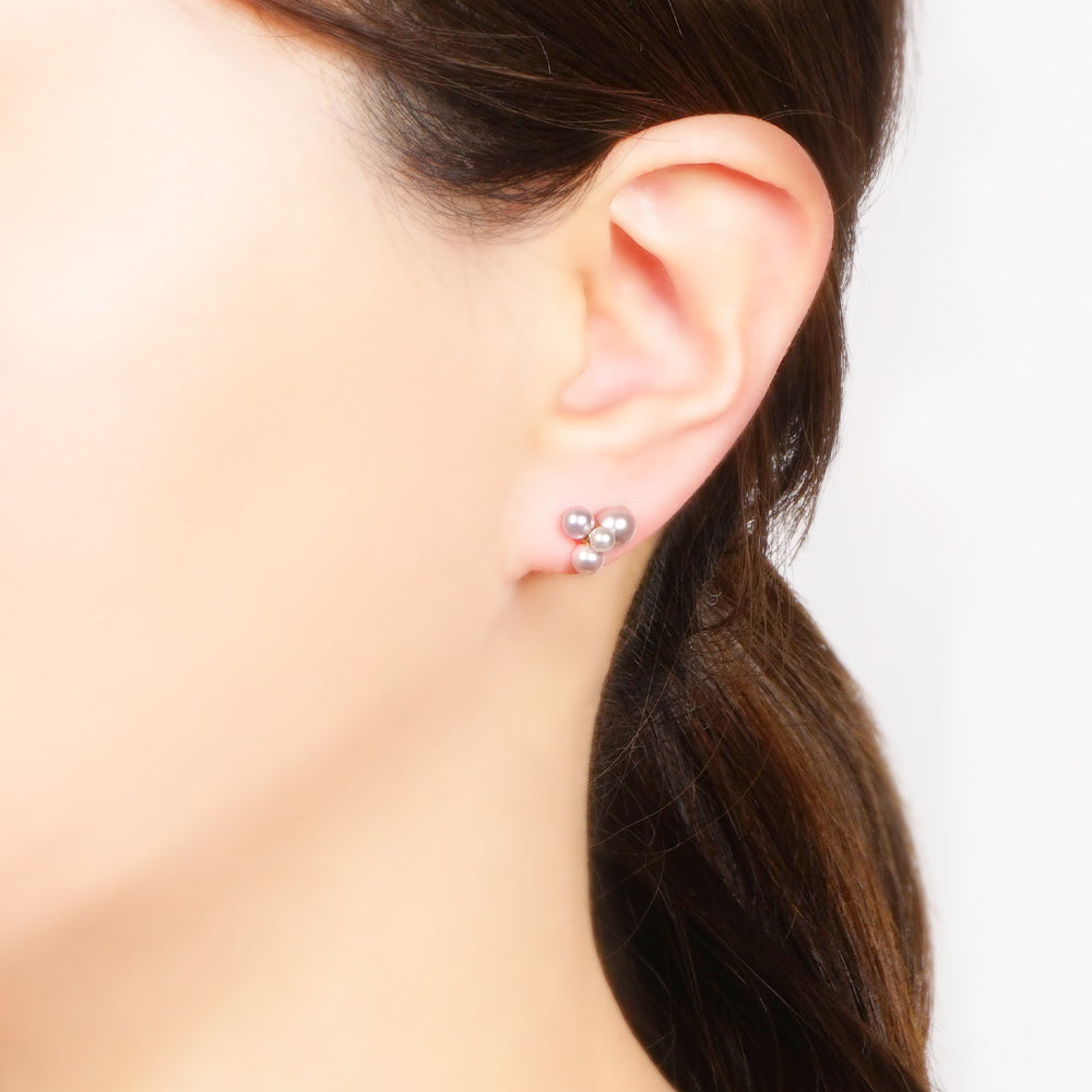 【NEW】【 金属アレルギー対応 】4粒カラーパール セラミックポストピアス