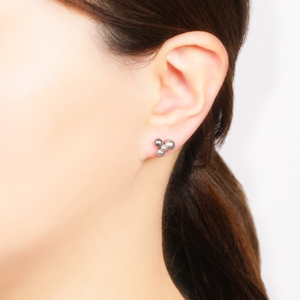 【NEW】【 金属アレルギー対応 】4粒カラーパール セラミックポストピアス