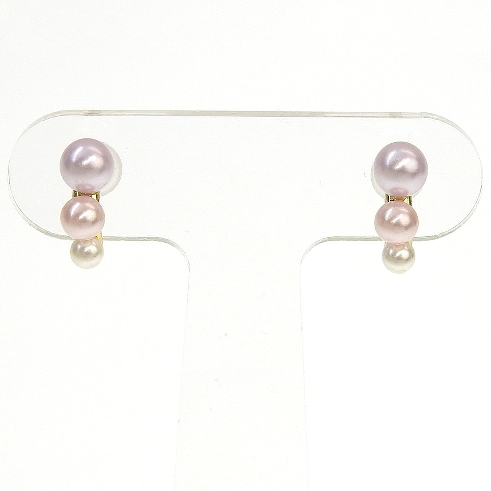 【NEW】【 金属アレルギー対応 】3連カラーパール セラミックポストピアス