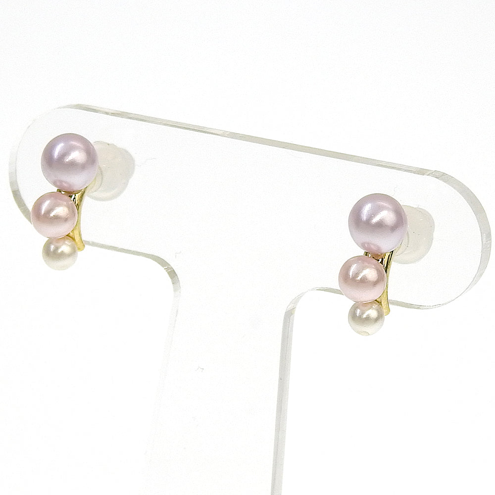 【NEW】【 金属アレルギー対応 】3連カラーパール セラミックポストピアス