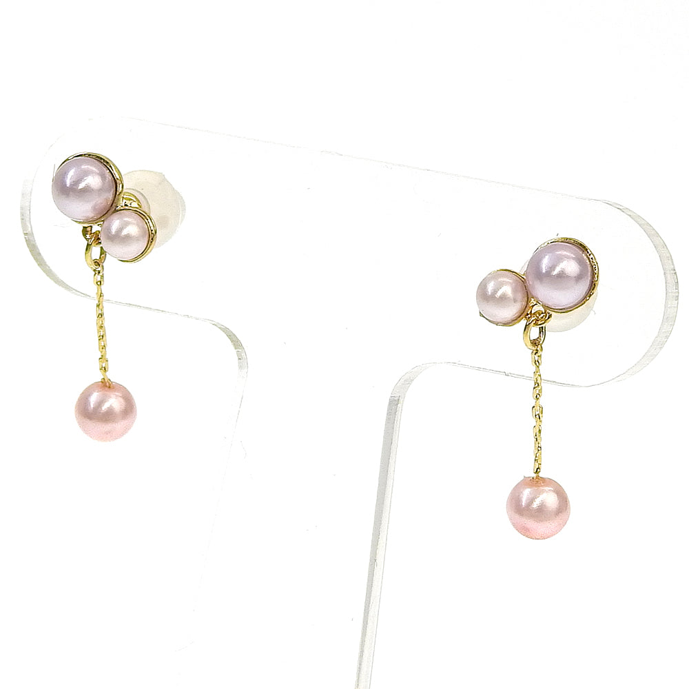 【NEW】【 金属アレルギー対応 】3粒カラーパール セラミックポストピアス