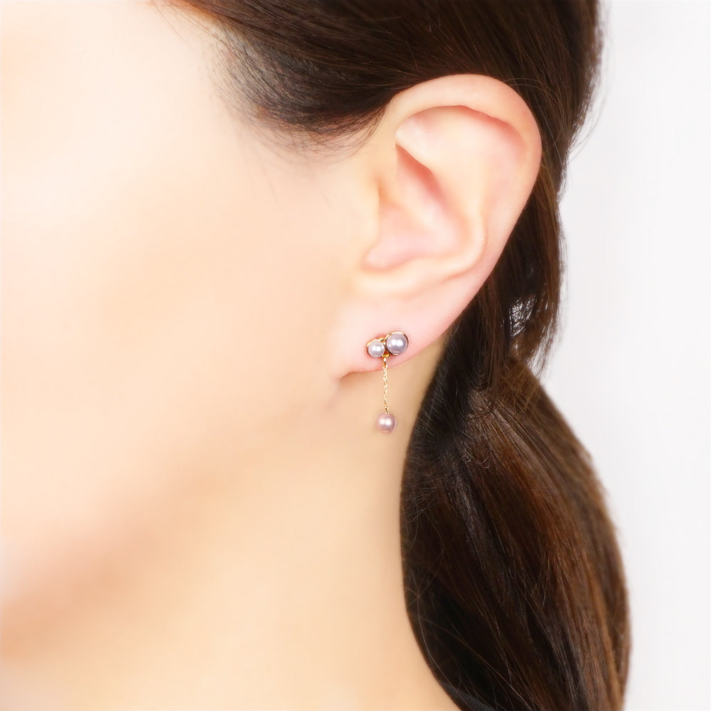 【NEW】【 金属アレルギー対応 】3粒カラーパール セラミックポストピアス