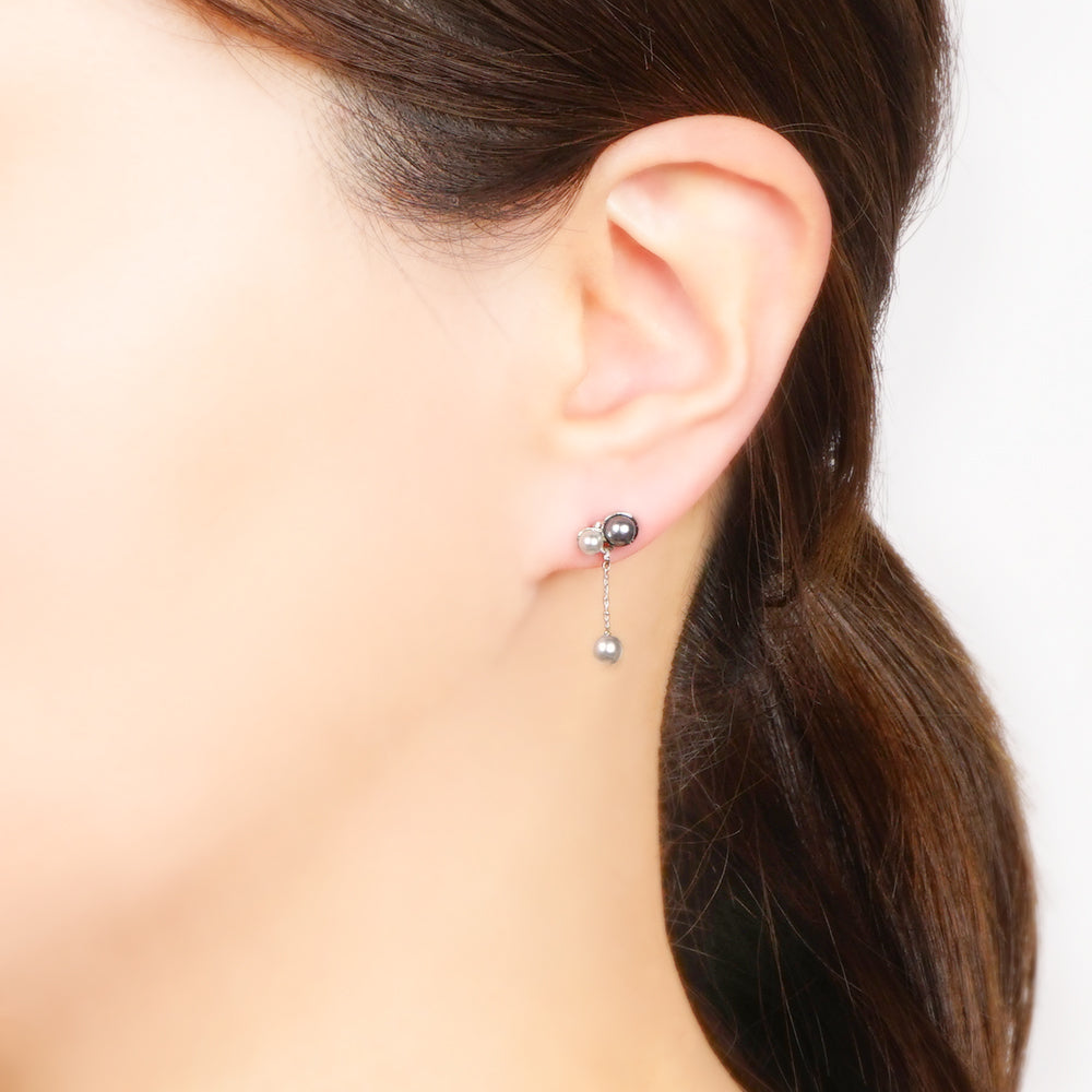 【NEW】【 金属アレルギー対応 】3粒カラーパール セラミックポストピアス