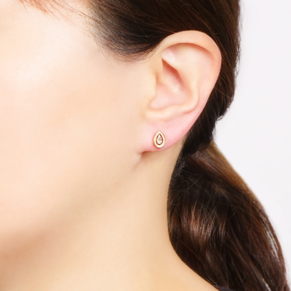 【NEW】【 金属アレルギー対応 】 カラーエポ×キュービックジルコニアシリーズ ティアドロップセラミックポストピアス