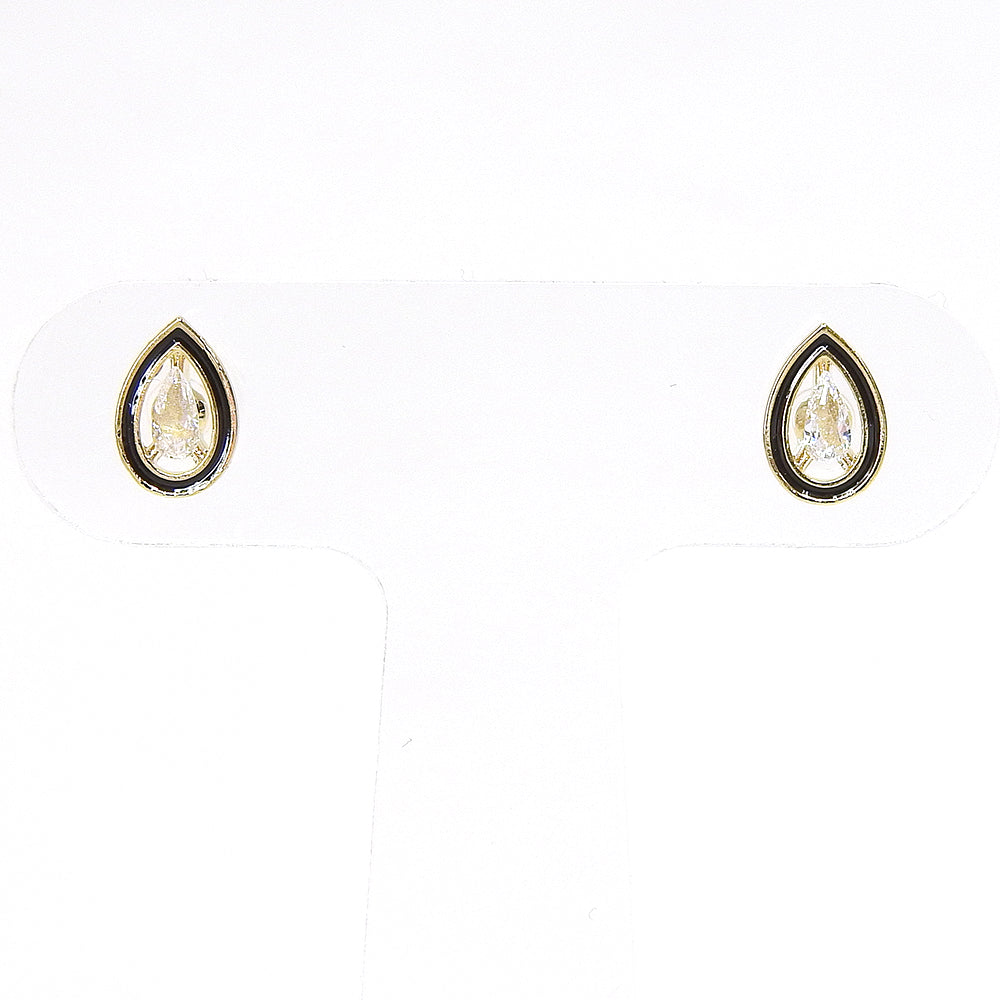 【NEW】【 金属アレルギー対応 】 カラーエポ×キュービックジルコニアシリーズ ティアドロップセラミックポストピアス