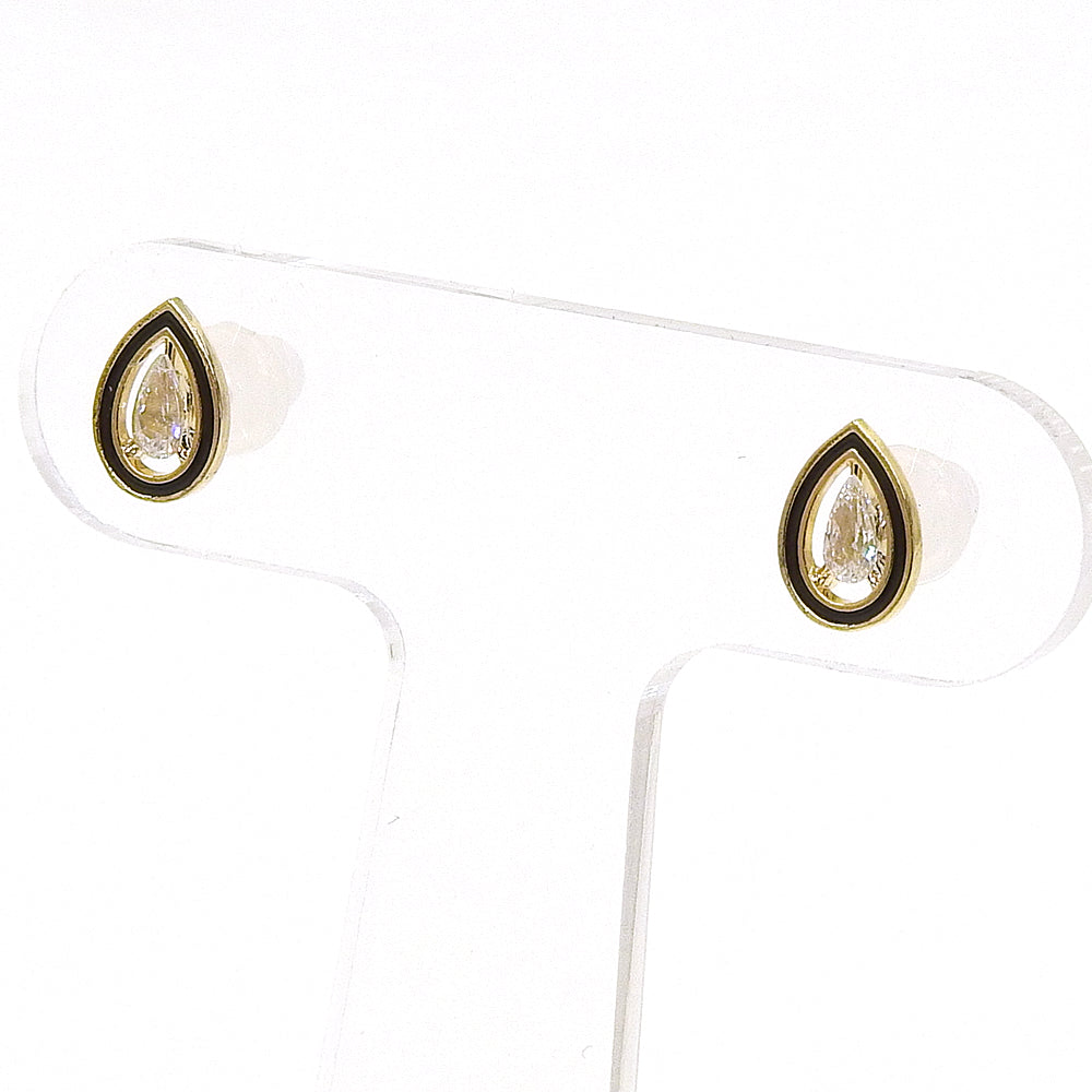 【NEW】【 金属アレルギー対応 】 カラーエポ×キュービックジルコニアシリーズ ティアドロップセラミックポストピアス