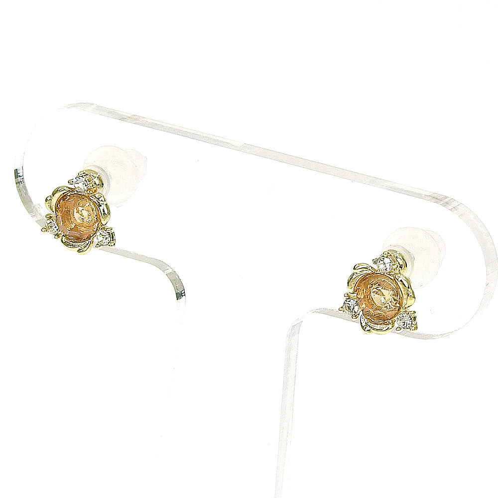 【NEW】【 金属アレルギー対応 】カラーガラス フラワーモチーフ セラミックポストピアス