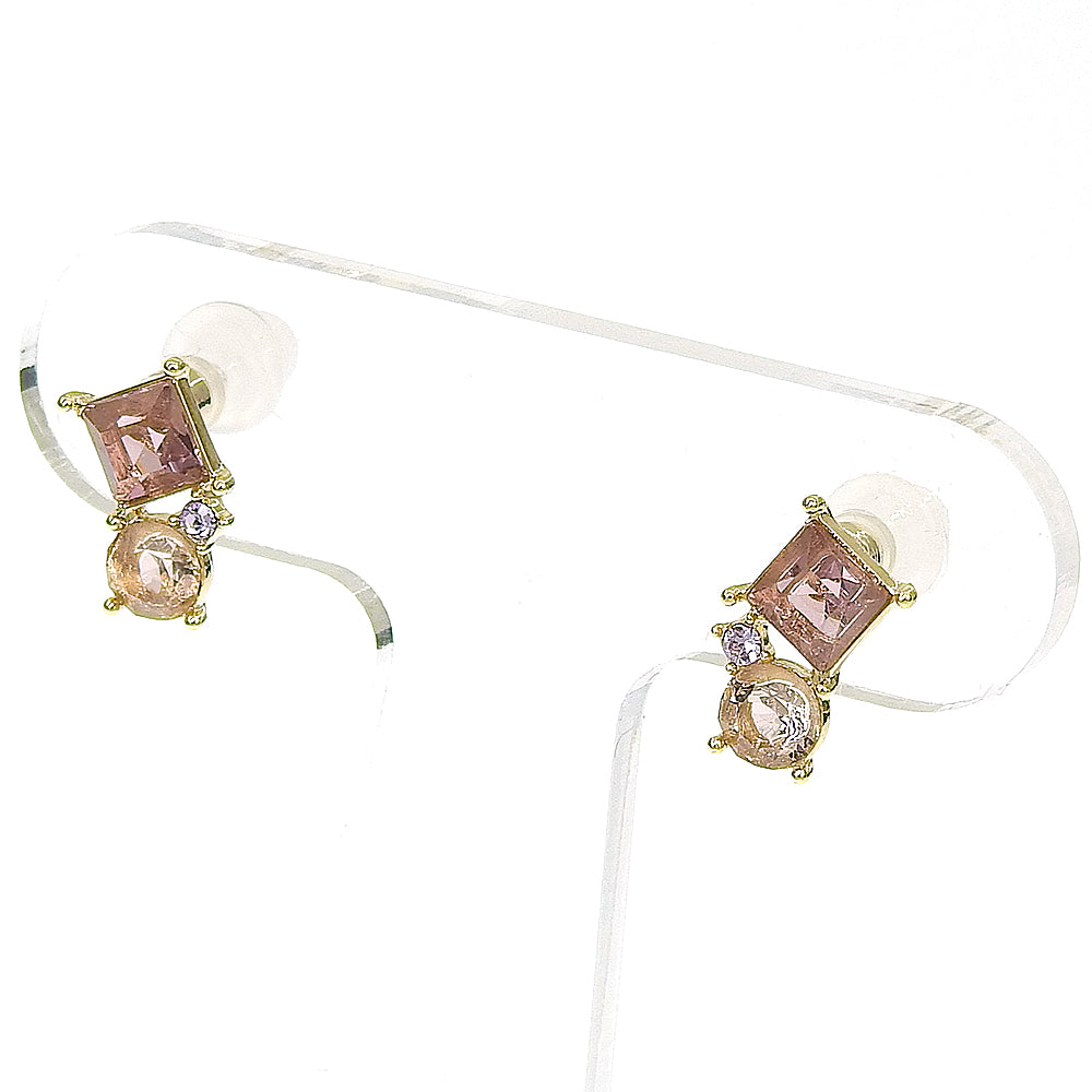 【NEW】【 金属アレルギー対応 】カラーガラス クラスター セラミックポストピアス
