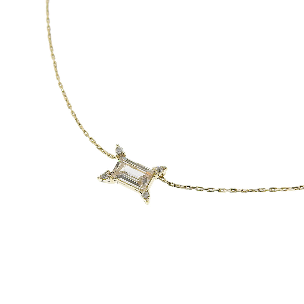 キュービックジルコニア×クリスタルガラス レクタングル ネックレス