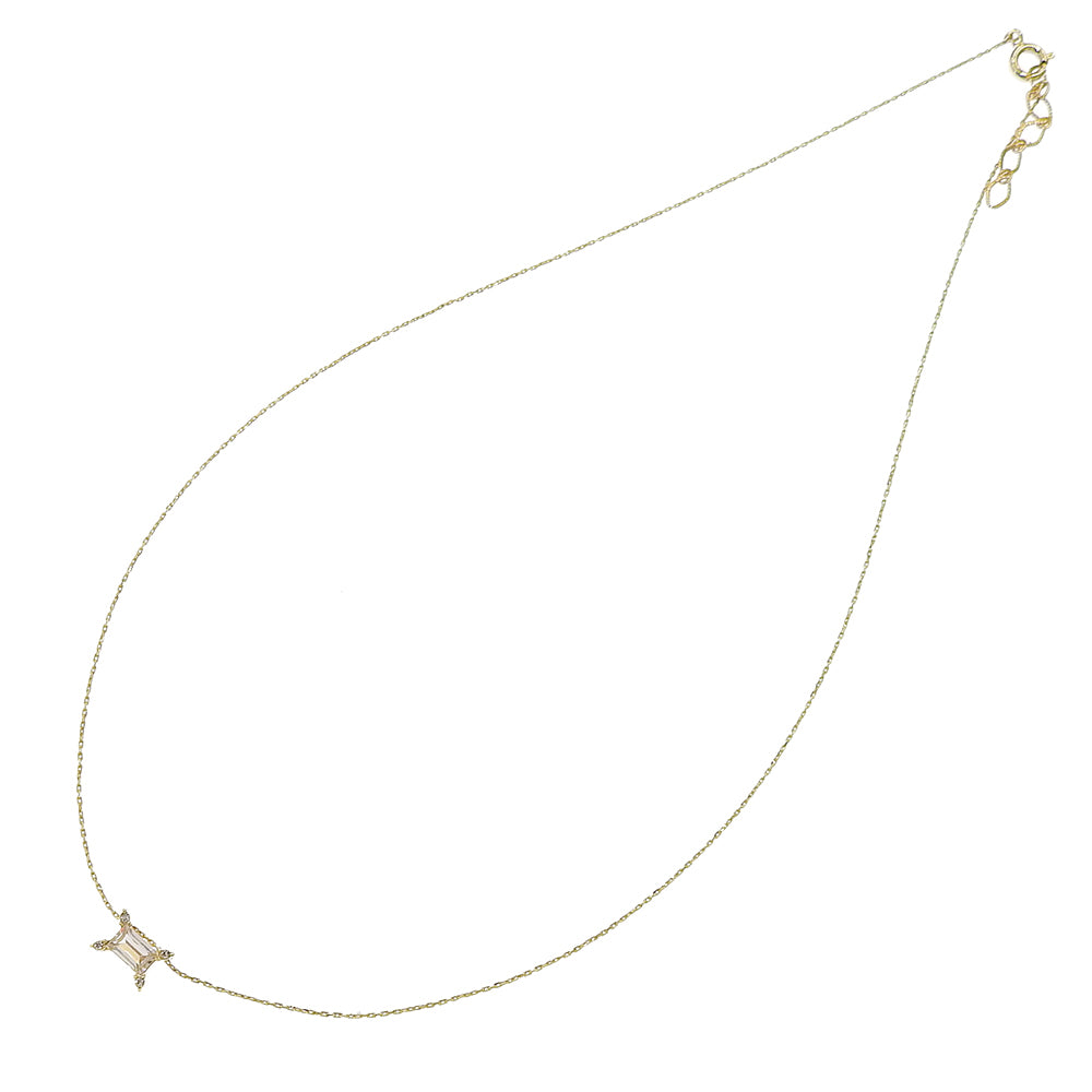 キュービックジルコニア×クリスタルガラス レクタングル ネックレス