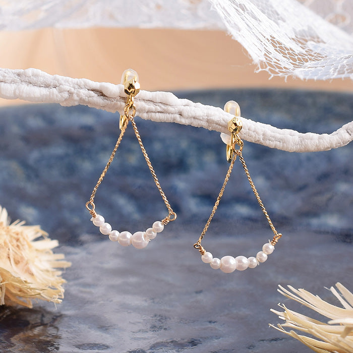 【再入荷】トライアングルパール ノンホールピアス 痛くない イヤリング 金属アレルギー