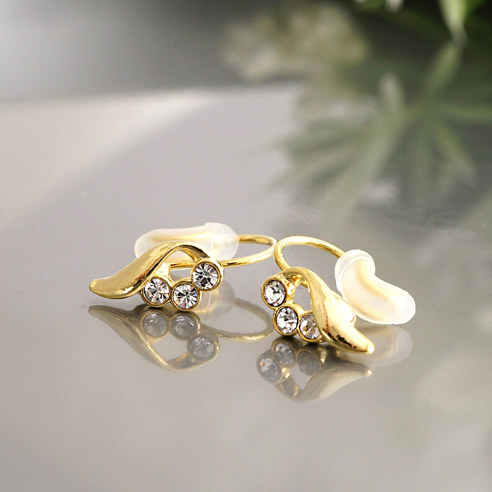 3連ストーン ドロップ ノンホールピアス