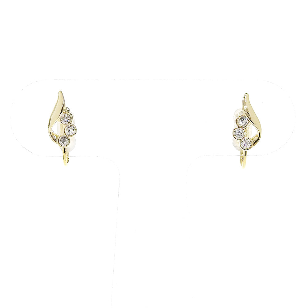 3連ストーン ドロップ ノンホールピアス