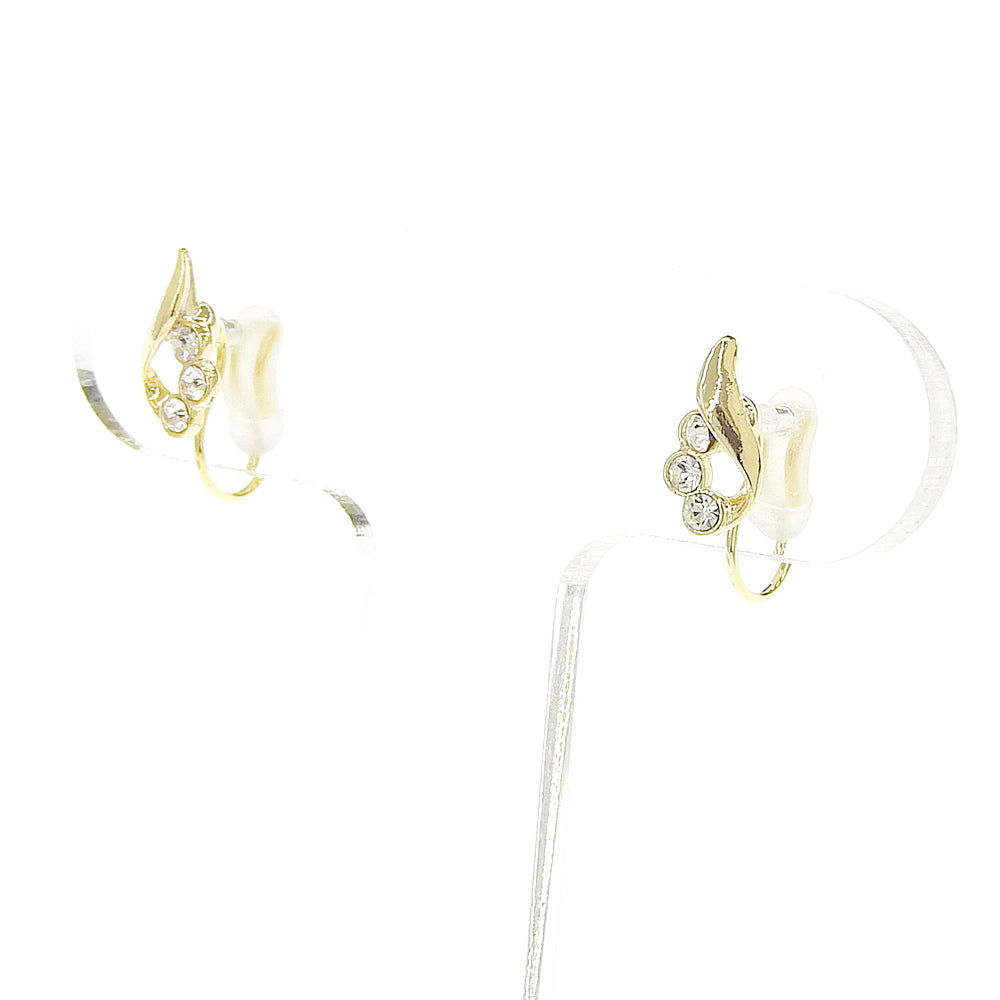 3連ストーン ドロップ ノンホールピアス