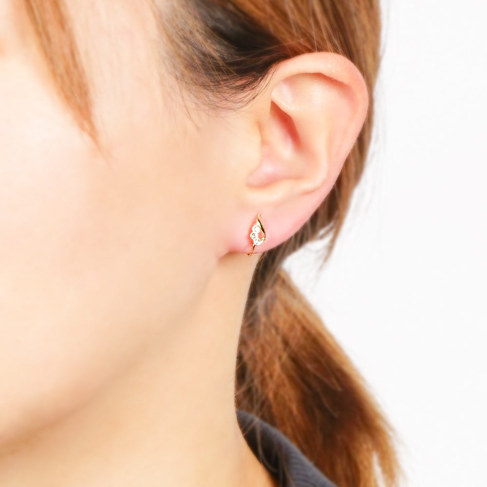 3連ストーン ドロップ ノンホールピアス