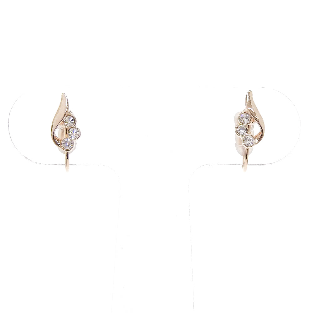 3連ストーン ドロップ ノンホールピアス