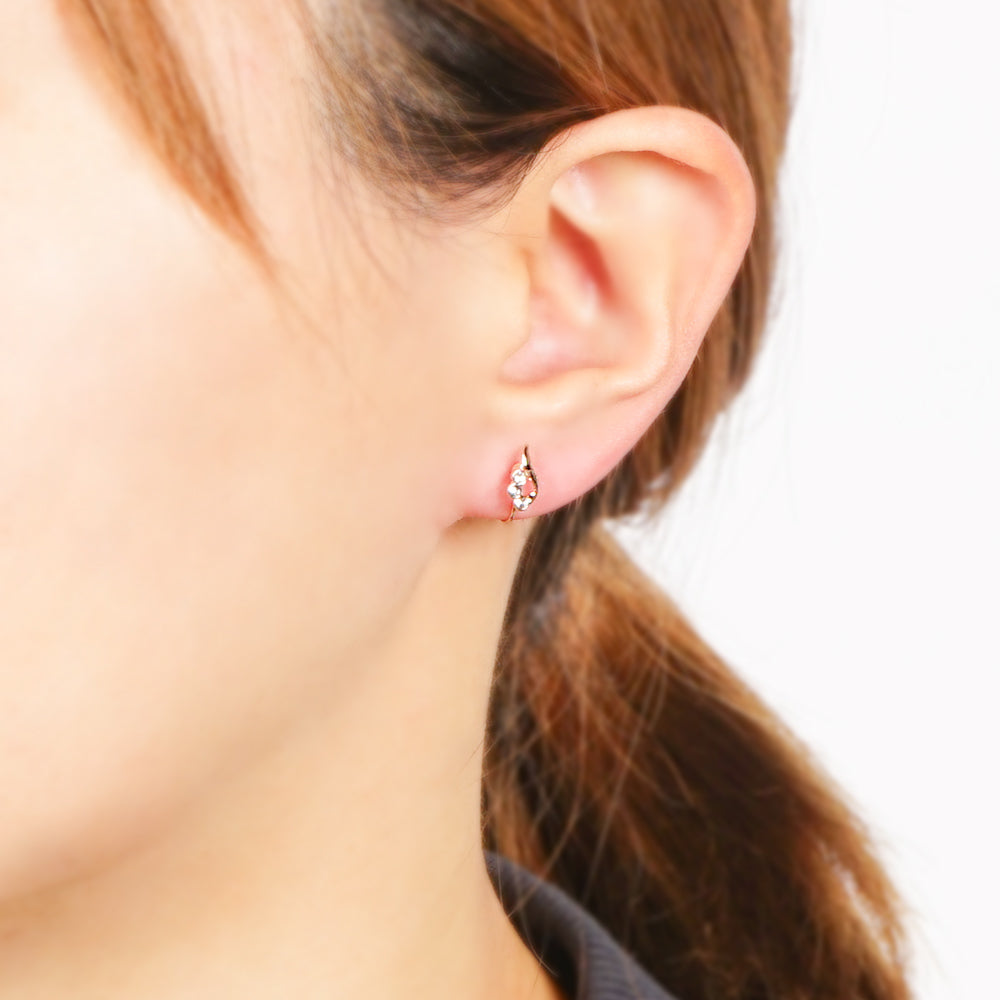 3連ストーン ドロップ ノンホールピアス