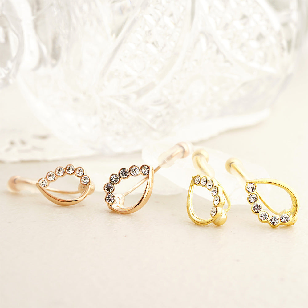 6連ストーン ドロップ ノンホールピアス 痛くない イヤリング 金属アレルギー