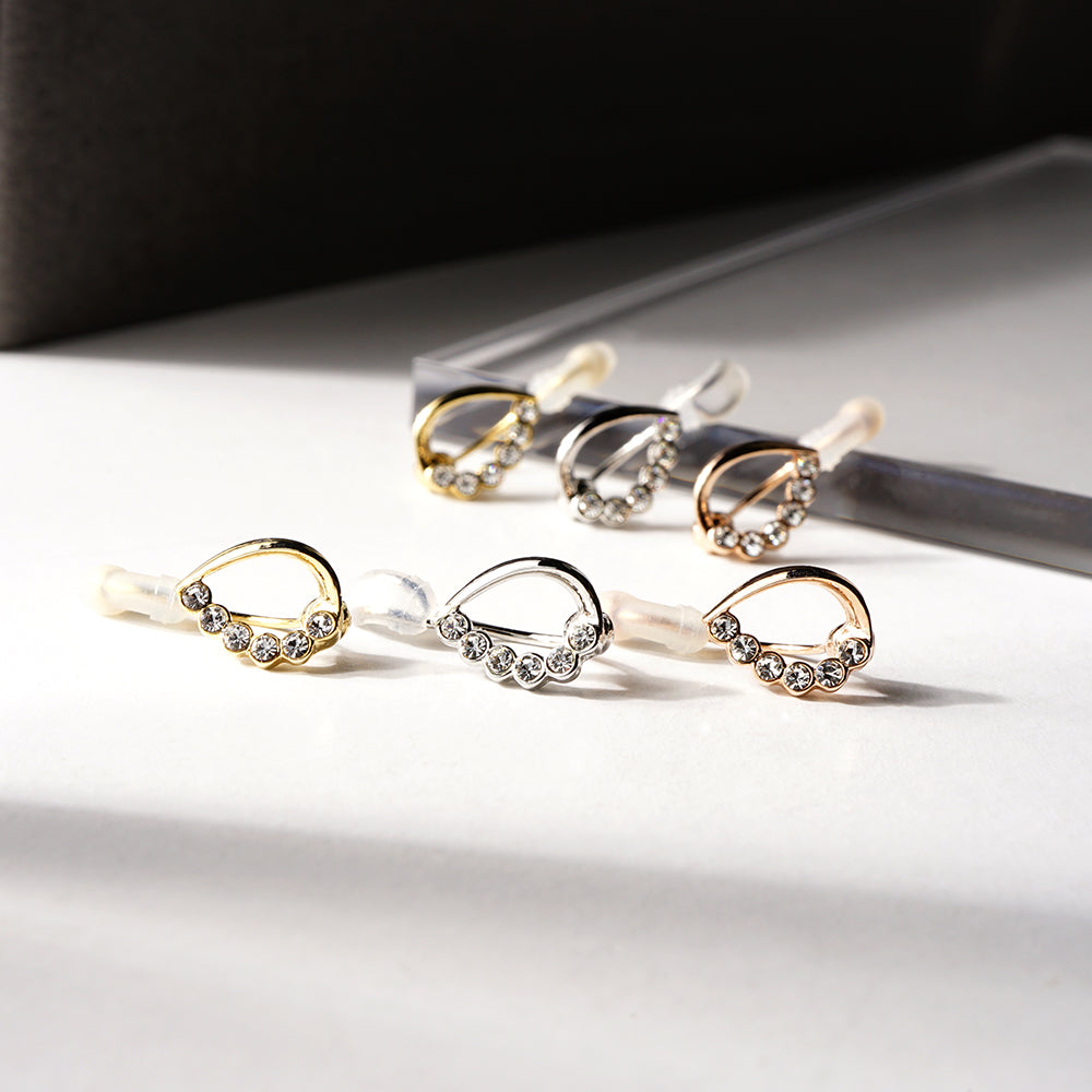 【NEW Color】6連ストーン ドロップ ノンホールピアス